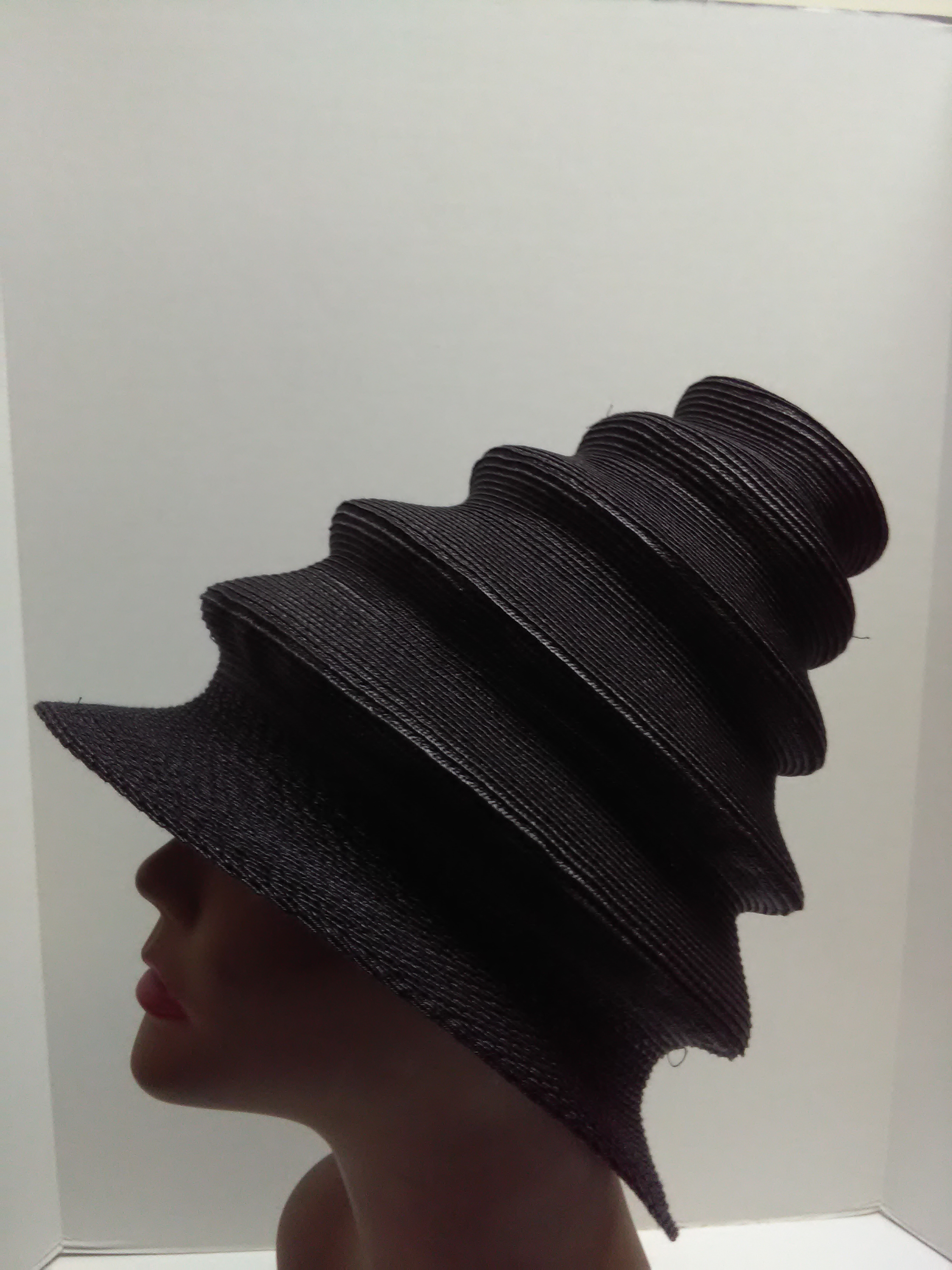 Women's Accordion Collapsible Black Hat with Short Brim