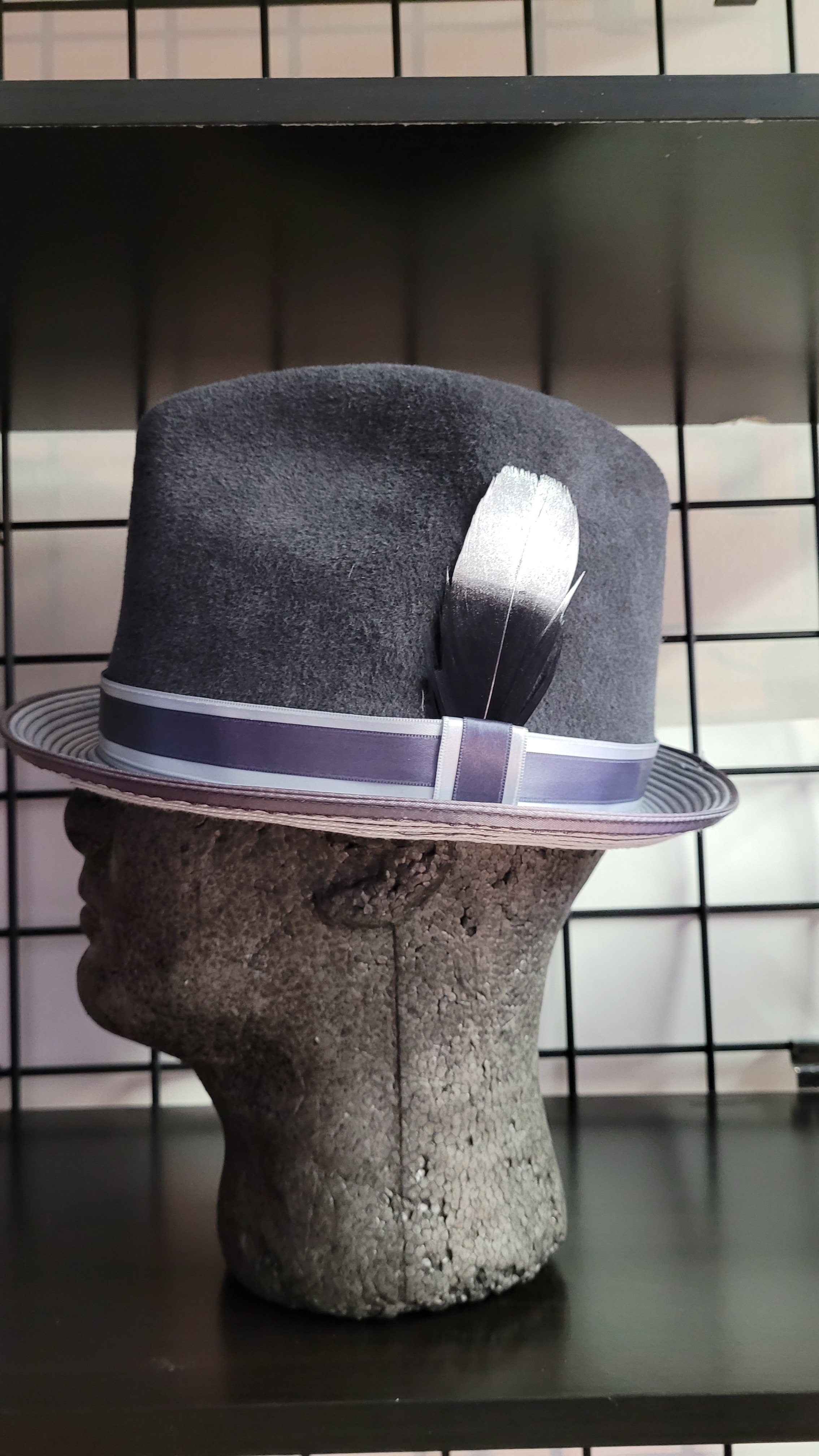 Men Grey Velour Crown Untouchable Fall Winter Hat With Silver Grey ...